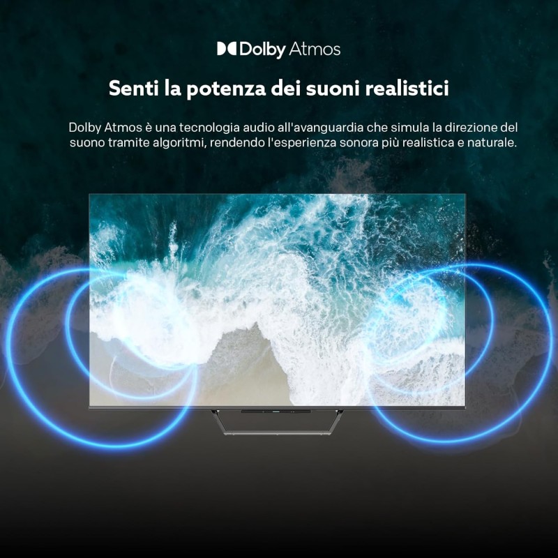 Metz Smart TV, MQE7600Z, 43", QLED, 4K, UHD, HDR 10+, Google TV, Matte Screen, Eye Care, Flicker-Free, Auto Ambient Light Sensor, HDMI, USB, Grigio Soundbar Bluetooth, MSE3001Z Metz Smart TV, MQE7600Z, 43", QLED, 4K, UHD, HDR 10+, Google TV, Matte Screen, Eye Care, Flicker-Free, Auto Ambient Light Sensor, HDMI, USB, Grigio Soundbar Bluetooth, MSE3001Z