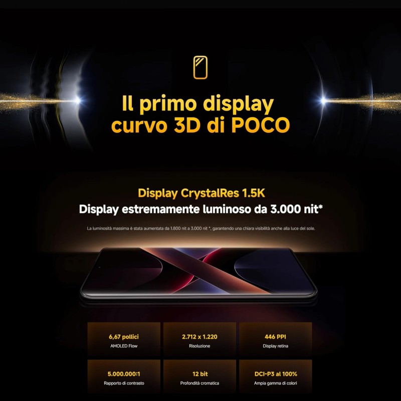 Xiaomi POCO X7 (smartphone), 12+512GB, 50MP camera principale con OIS, batteria da 5.110mAh, IP68 (caricabatterie non incluso), Silver - 12+512GB Argento Xiaomi POCO X7 (smartphone), 12+512GB, 50MP camera principale con OIS, batteria da 5.110mAh, IP68 (caricabatterie non incluso), Silver - 12+512GB Argento