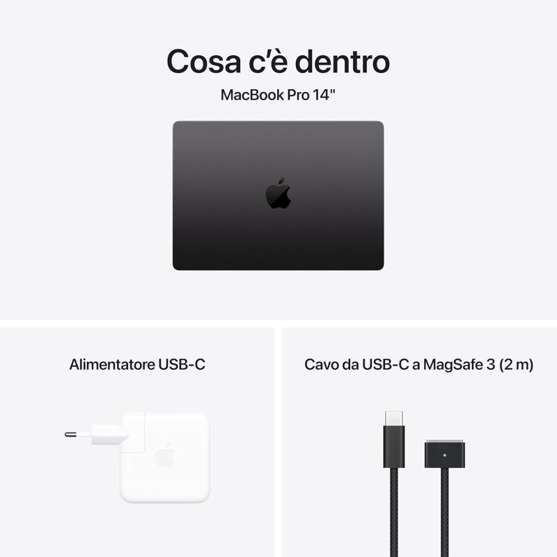 Apple 2024 MacBook Pro Portatile con chip M4 Pro, CPU 12 core e GPU 16 core: display Liquid Retina XDR 14,2", 24GB di memoria unificata, 512GB di archiviazione SSD; color Nero siderale - 24GB Memoria unificata Nero Apple 2024 MacBook Pro Portatile con chip M4 Pro, CPU 12 core e GPU 16 core: display Liquid Retina XDR 14,2", 24GB di memoria unificata, 512GB di archiviazione SSD; color Nero siderale - 24GB Memoria unificata Nero
