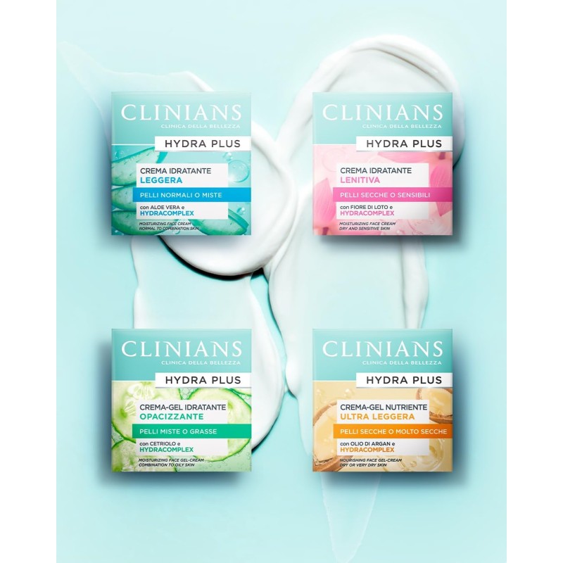 CLINIANS | Hydra Plus Crema Viso Idratante Opacizzante, Dermatologicamente Testato, Made in Italy, 50 ml CLINIANS | Hydra Plus Crema Viso Idratante Opacizzante, Dermatologicamente Testato, Made in Italy, 50 ml