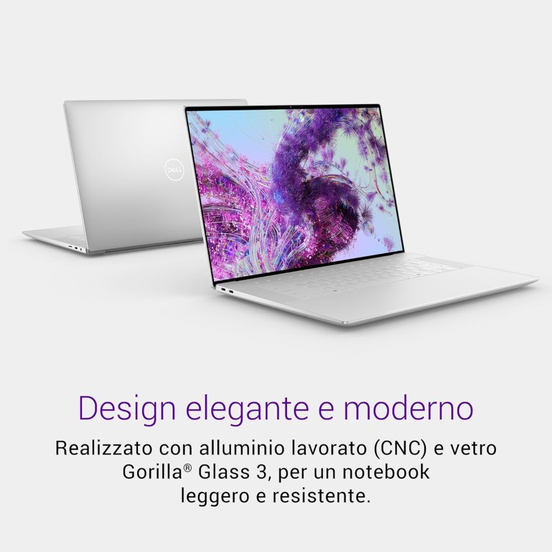 Dell XPS 16 (9640) Notebook Copilot+ 16,3'' FHD+ 120 Hz, Intel Core Ultra 7 Series 1, 16GB RAM, 1TB SSD, Nvidia GeForce RTX 4050, Windows 11 Home, Tastiera retroilluminata Italiana - Platino - 1TB SSD