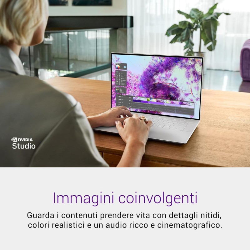 Dell XPS 16 (9640) Notebook Copilot+ 16,3'' FHD+ 120 Hz, Intel Core Ultra 7 Series 1, 16GB RAM, 1TB SSD, Nvidia GeForce RTX 4050, Windows 11 Home, Tastiera retroilluminata Italiana - Platino - 1TB SSD