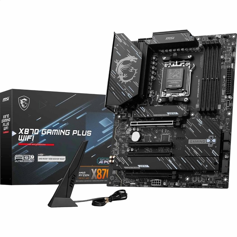 MSI X870 GAMING PLUS WIFI, Scheda madre ATX - Supporta processori AMD Ryzen 9000/8000/7000, AM5-60A SPS VRM, DDR5 Memory Boost 8200+ MT/s (OC), PCIe 5.0 x16 e 4.0 x16, M.2 Gen5, Wi-Fi 7, 5 G LAN - ATX MSI X870 GAMING PLUS WIFI, Scheda madre ATX - Supporta processori AMD Ryzen 9000/8000/7000, AM5-60A SPS VRM, DDR5 Memory Boost 8200+ MT/s (OC), PCIe 5.0 x16 e 4.0 x16, M.2 Gen5, Wi-Fi 7, 5 G LAN - ATX