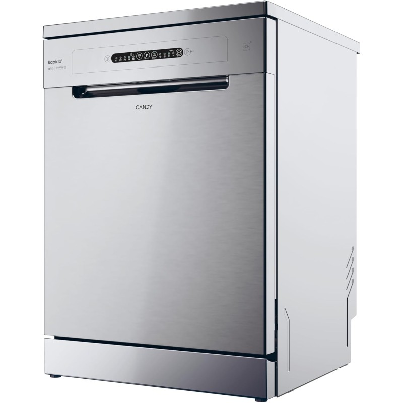 Candy Rapido' Lavastoviglie a Libera Installazione 60 cm, 13 Coperti, 5 Programmi, Partenza Ritardata fino a 9h, Ciclo Rapido 49 Min, Classe C, AxLxP 85x59,7x59,8 cm, Metal - CF 3C7L1S