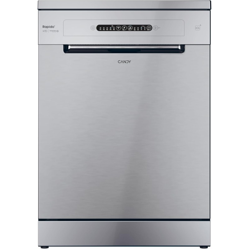 Candy Rapido' Lavastoviglie a Libera Installazione 60 cm, 13 Coperti, 5 Programmi, Partenza Ritardata fino a 9h, Ciclo Rapido 49 Min, Classe C, AxLxP 85x59,7x59,8 cm, Metal - CF 3C7L1S