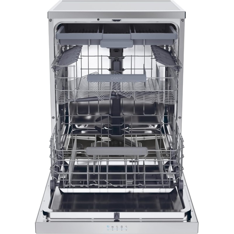 Candy Rapido' Lavastoviglie a Libera Installazione 60 cm, 13 Coperti, 5 Programmi, Partenza Ritardata fino a 9h, Ciclo Rapido 49 Min, Classe C, AxLxP 85x59,7x59,8 cm, Metal - CF 3C7L1S