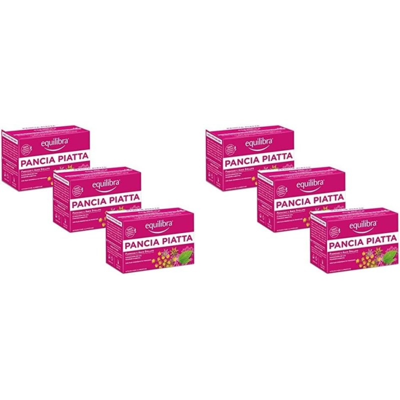 equilibra Integratori Alimentari Tisane, Tisana Pancia Piatta, 100% Ingredienti Funzionali per la Digestione, con Finocchio, Anice Stellato e Carvi, Materiali 100% Riciclabili, 3 Pezzi da 15 Filtri - 15 unità (Confezione da 6) equilibra Integratori Alimentari Tisane, Tisana Pancia Piatta, 100% Ingredienti Funzionali per la Digestione, con Finocchio, Anice Stellato e Carvi, Materiali 100% Riciclabili, 3 Pezzi da 15 Filtri - 15 unità (Confezione da 6)