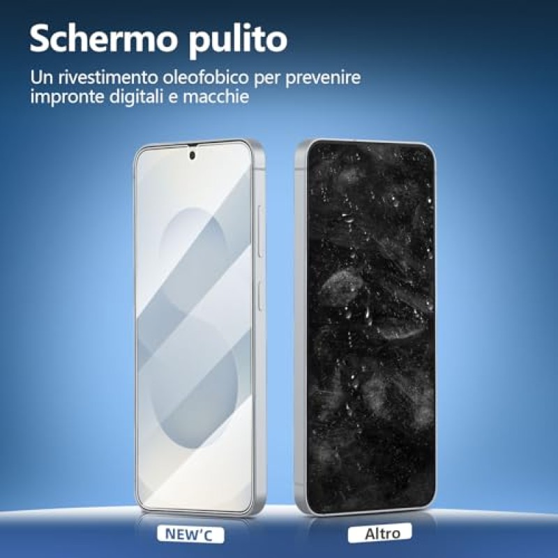 NEW'C 3 Pezzi, Vetro Temperato per Samsung Galaxy S25, Pellicola Prottetiva Anti Graffio, Anti-Impronte, Senza Bolle, Durezza 9H, Ultra Trasparente, Ultra Resistente - S25 6,2 pollici NEW'C 3 Pezzi, Vetro Temperato per Samsung Galaxy S25, Pellicola Prottetiva Anti Graffio, Anti-Impronte, Senza Bolle, Durezza 9H, Ultra Trasparente, Ultra Resistente - S25 6,2 pollici