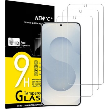 NEW'C 3 Pezzi, Vetro Temperato per Samsung Galaxy S25, Pellicola Prottetiva Anti Graffio, Anti-Impronte, Senza Bolle, Durezza 9H, Ultra Trasparente, Ultra Resistente - S25 6,2 pollici