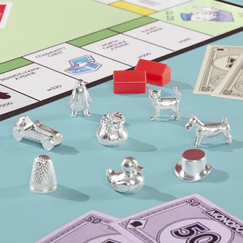 Hasbro Gaming, Monopoly, Gioco da Tavolo, Ideale per Famiglia e Amici, per Bambini e Bambine da 8 Anni in Su, Include Vaschetta Contenitore e Pedine Più Grandi, per 2-6 Giocatori, in Italiano