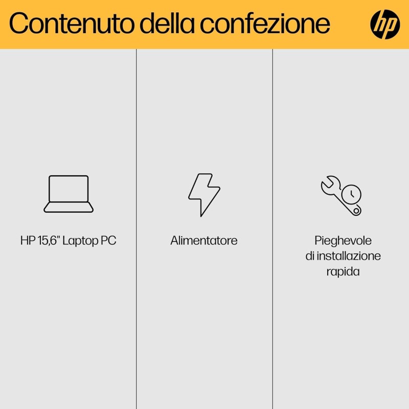 HP Laptop 15-fc0010sl, AMD Ryzen 5-7520U, RAM 8GB LPDDR5, SSD 512GB, AMD Radeon, Display 15.6” FHD SVA 250 Nits, Antiriflesso, Wi-Fi, 720p TNR Privacy Cam, Windows 11, Argento, Non convertibile - Argento