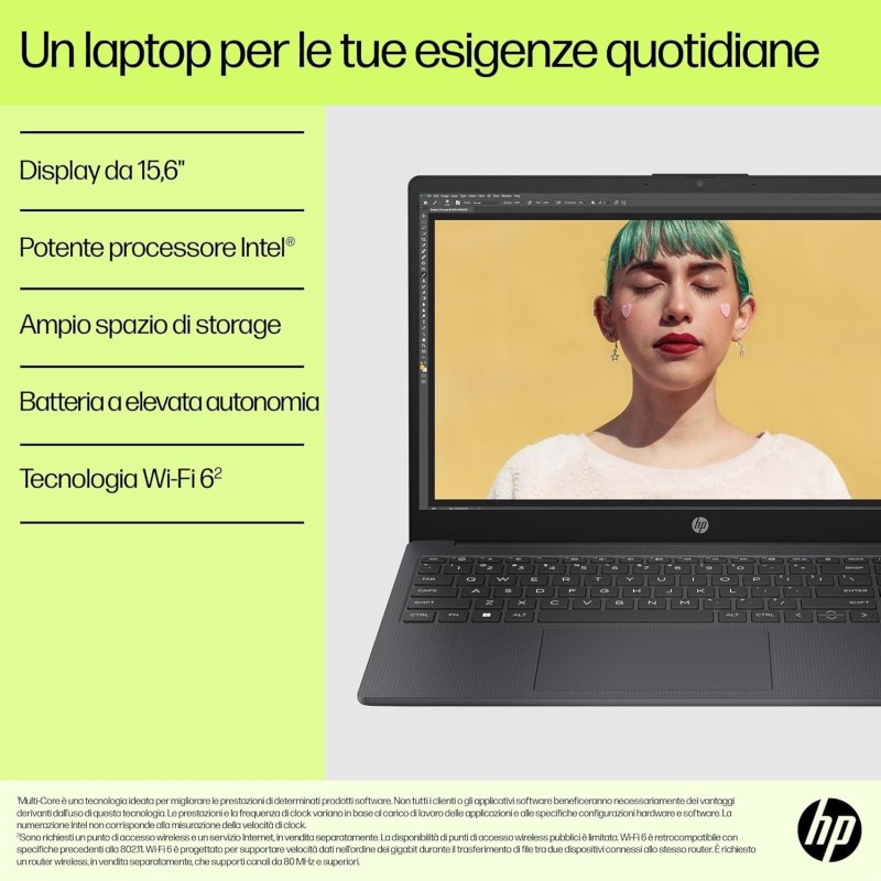 HP Laptop 15-fd0010sl, Intel N100, RAM 8GB DDR4, SSD 128GB UFS, Intel UHD, Display 15.6” HD SVA 250 Nits, Antiriflesso, Ultraslim, 720p TNR Privacy Cam, Windows 11 S, Grigio lavagna - Chalkboard Gray