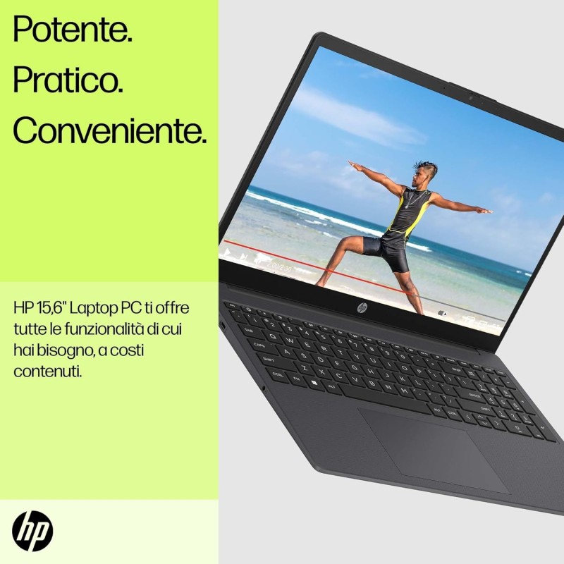 HP Laptop 15-fd0010sl, Intel N100, RAM 8GB DDR4, SSD 128GB UFS, Intel UHD, Display 15.6” HD SVA 250 Nits, Antiriflesso, Ultraslim, 720p TNR Privacy Cam, Windows 11 S, Grigio lavagna - Chalkboard Gray