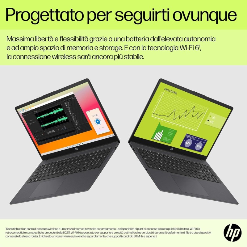 HP Laptop 15-fd0010sl, Intel N100, RAM 8GB DDR4, SSD 128GB UFS, Intel UHD, Display 15.6” HD SVA 250 Nits, Antiriflesso, Ultraslim, 720p TNR Privacy Cam, Windows 11 S, Grigio lavagna - Chalkboard Gray