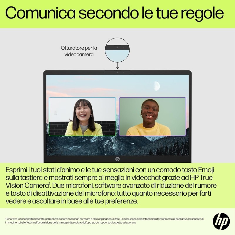 HP Laptop 15-fd0009sl, Intel Core i3-N305, RAM 8GB DDR4, SSD 256GB, Intel UHD, Display 15.6” FHD SVA 250 Nits, Antiriflesso, Wi-Fi, 720p TNR Privacy Cam, Windows 11, Diamond White - 15"