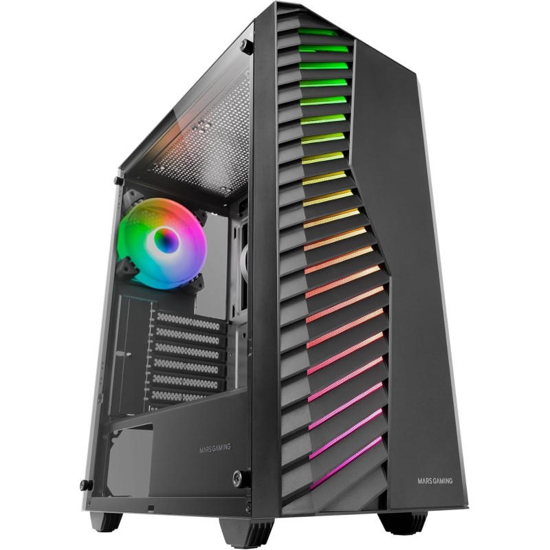 MARSGAMING MC-VOLT, Case Gaming ATX, Ventola ARGB 120mm, Griglia Frontale ARGB, Finestra Laterale in Vetro Temperato, Gestione del Cablaggio, Semitower PC con Supporto Raffreddamento a Liquido, Nero MARSGAMING MC-VOLT, Case Gaming ATX, Ventola ARGB 120mm, Griglia Frontale ARGB, Finestra Laterale in Vetro Temperato, Gestione del Cablaggio, Semitower PC con Supporto Raffreddamento a Liquido, Nero