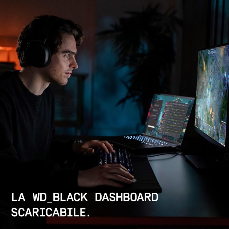 WD_BLACK SN7100 2TB NVMe SSD Interno, M.2 2280, velocità di lettura fino a 7250 MB/s, Next Gen TLC 3D NAND, WD_BLACK DASHBOARD, Progettata per i laptop e i dispositivi portatili da gaming - 2TB