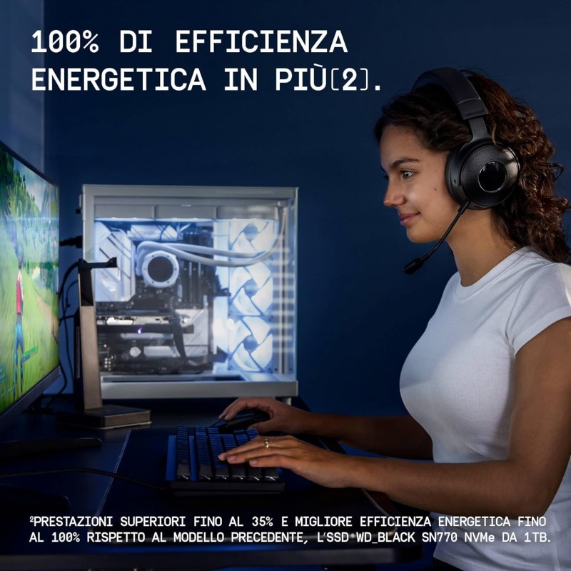 WD_BLACK SN7100 2TB NVMe SSD Interno, M.2 2280, velocità di lettura fino a 7250 MB/s, Next Gen TLC 3D NAND, WD_BLACK DASHBOARD, Progettata per i laptop e i dispositivi portatili da gaming - 2TB