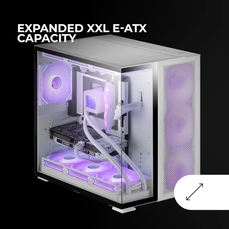 MARSGAMING MC-NOVA2, Case Gaming Custom XXL E-ATX, Doppio Vetro Temperato Continuo Senza Telaio, Supporto Raffreddamento a Liquido, Alluminio Aerospaziale 2mm, Torre PC a Doppia Camera, USB-C, Bianco MARSGAMING MC-NOVA2, Case Gaming Custom XXL E-ATX, Doppio Vetro Temperato Continuo Senza Telaio, Supporto Raffreddamento a Liquido, Alluminio Aerospaziale 2mm, Torre PC a Doppia Camera, USB-C, Bianco