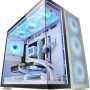 MARSGAMING MC-NOVA2, Case Gaming Custom XXL E-ATX, Doppio Vetro Temperato Continuo Senza Telaio, Supporto Raffreddamento a Liquido, Alluminio Aerospaziale 2mm, Torre PC a Doppia Camera, USB-C, Bianco