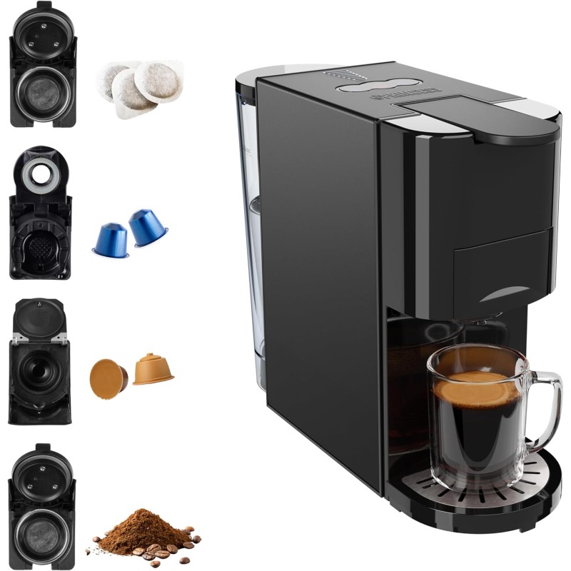 Princess Macchina caffè multi-capsula, pompa italiana da 19 bar, serbatoio d’acqua 800 ml, compatibilità 4-in-1, 1450 W, compatibile con Nespresso® e Dolce Gusto®, senza BPA, parti rimovibili, 249454 Princess Macchina caffè multi-capsula, pompa italiana da 19 bar, serbatoio d’acqua 800 ml, compatibilità 4-in-1, 1450 W, compatibile con Nespresso® e Dolce Gusto®, senza BPA, parti rimovibili, 249454
