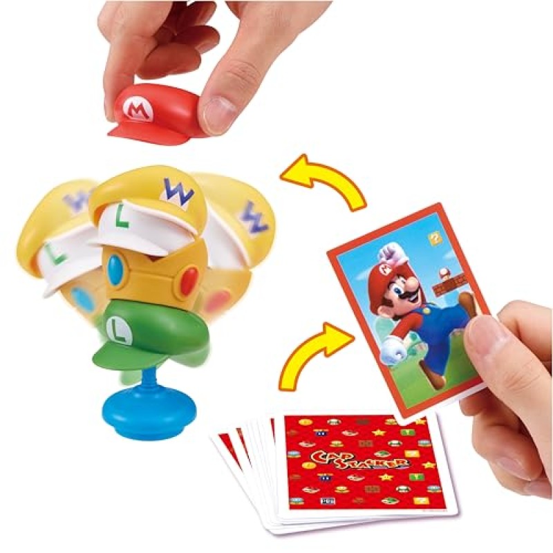 EPOCH Games - Super Mario - Cap Stacker, Gioco di Equilibrio e Strategia con Personaggi – Modello 7554