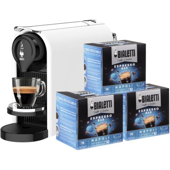 Bialetti Gioia PLUS, Macchina Caffè Espresso per Capsule in Alluminio, Incluse 48 Capsule, Funziona Esclusivamente con Capsule, Bianco - Bianco Bialetti Gioia PLUS, Macchina Caffè Espresso per Capsule in Alluminio, Incluse 48 Capsule, Funziona Esclusivamente con Capsule, Bianco - Bianco