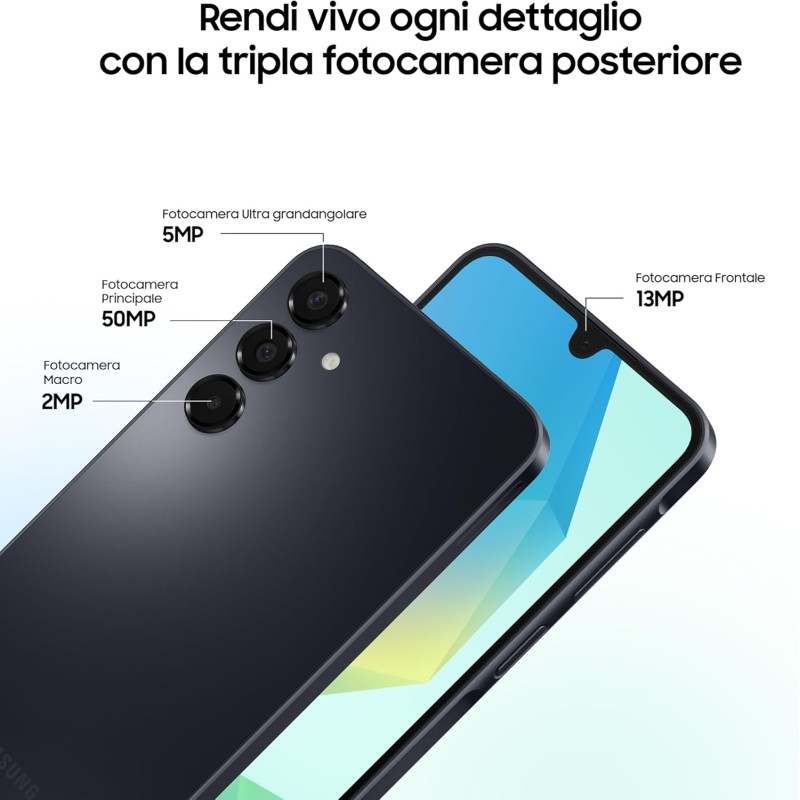 Samsung Galaxy A16, 3 Year Manufacturer's Warranty, Android 14, Super AMOLED Display 6.7" FHD+, 4GB RAM, 128GB, 5,000 mAh Battery, IP54, Expandable Memory, Black - Black Samsung Galaxy A16, 3 Year Manufacturer's Warranty, Android 14, Super AMOLED Display 6.7" FHD+, 4GB RAM, 128GB, 5,000 mAh Battery, IP54, Expandable Memory, Black - Black