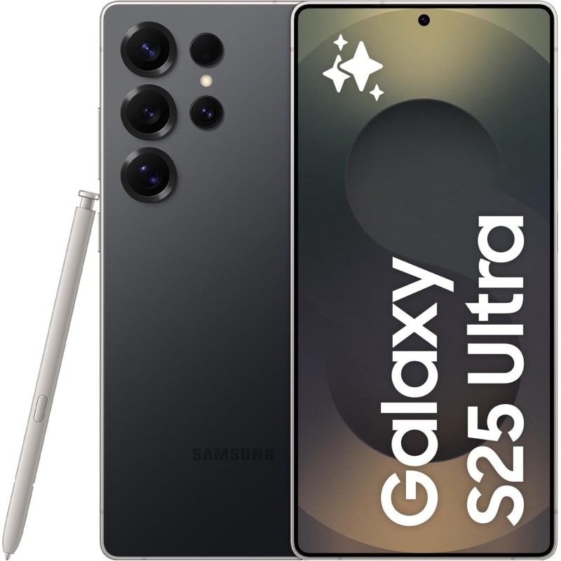 Samsung Galaxy S25 Ultra Smartphone AI, 3 anni di Garanzia del produttore, Display 6.9'' QHD+ Dynamic AMOLED 2X, Fotocamera 200MP, RAM 12GB, 512GB, 5.000 mAh, Titanium Black [Versione italiana] - 512GB Titanium Black