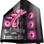 Mars Gaming MC-FUSION, Case Gaming ATX, Finestra Laterale e Frontale Curvo in Vetro Temperato Continuo, Semitower PC Doppia Camera, Supporto Raffreddamento a Liquido, Spazio Interno Ottimizzato, Nero