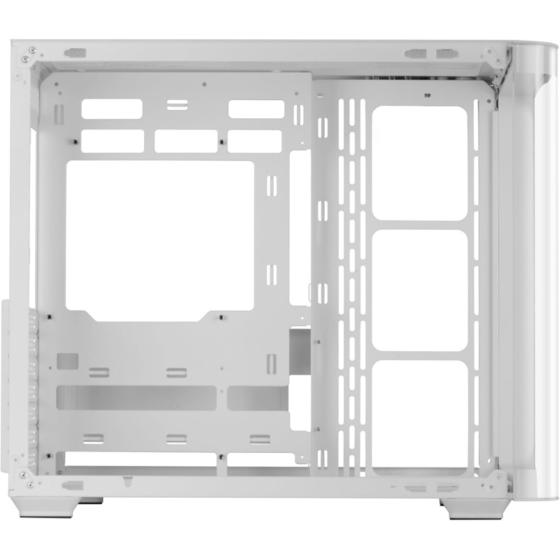 Mars Gaming MC-FUSION, Case Gaming ATX, Finestra Laterale e Frontale Curvo in Vetro Temperato Continuo, Semitower PC Doppia Camera, Supporto Raffreddamento a Liquido,Spazio Interno Ottimizzato,Bianco