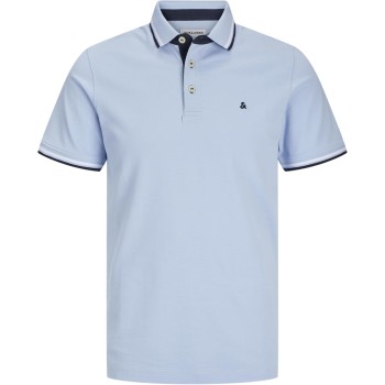 JACK & JONES Polo Plain Shirt Collar Polo - XXL Blu Chambray.