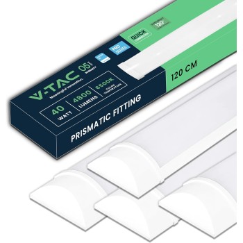 V-TAC 4x Plafoniere LED Lineari da Soffitto 120 CM - 40W - Chip Samsung - 4 Pezzi - Lampada Rettangolare 4800 Lumen IP20 per Parete, Garage, Negozio - Tubo LED Plafoniera - Luce 6400K Bianca Fredda
