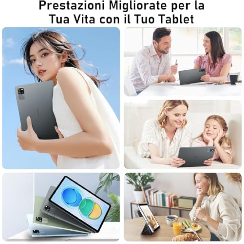 Blackview Tablet Android 15 Tab60 WiFi, 12 GB RAM + 128 GB ROM (2 TB TF), Octa Core WiFi 6, 1280 x 800 HD, 10 pollici PC Tablet,Widevine L1, 5100 mAh, Widevine L1/GMS/Face ID/8MP+5MP AI Camera