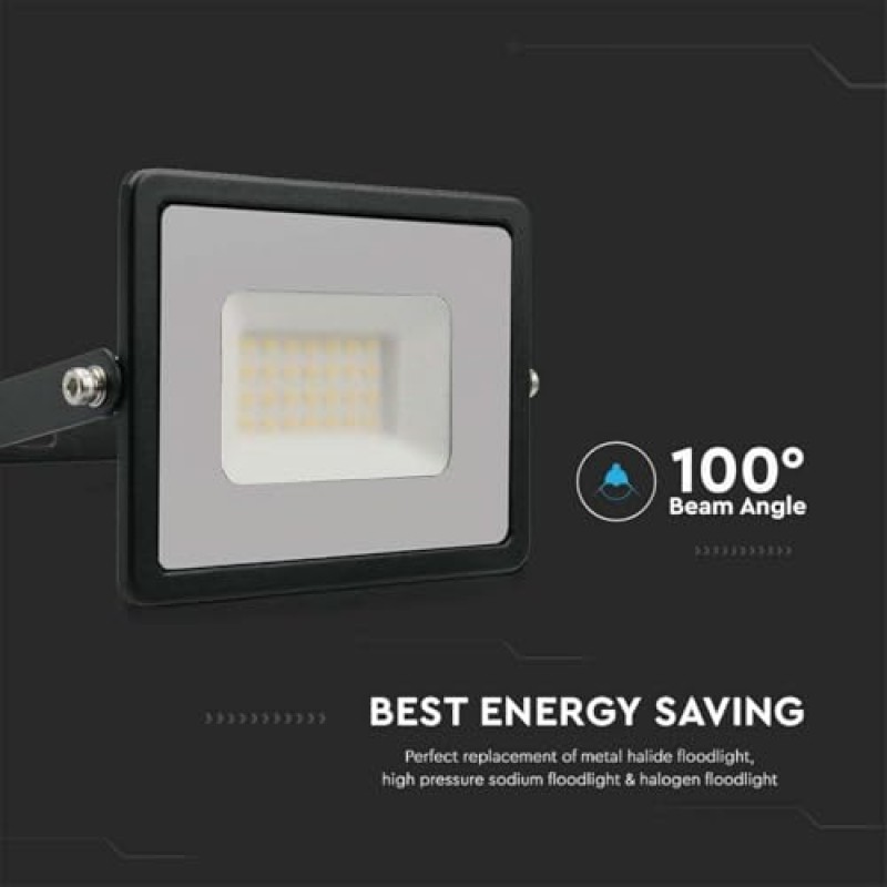 V-TAC Faro LED da Esterno 30W Nero - [Chip Samsung - Alte Perfomance, Bassi Consumi] - 2510 Lumen - IP65 - Proiettore Faretto LED Nero per Casa, Giardino, Garage - Impermeabile - Luce Naturale 4000K