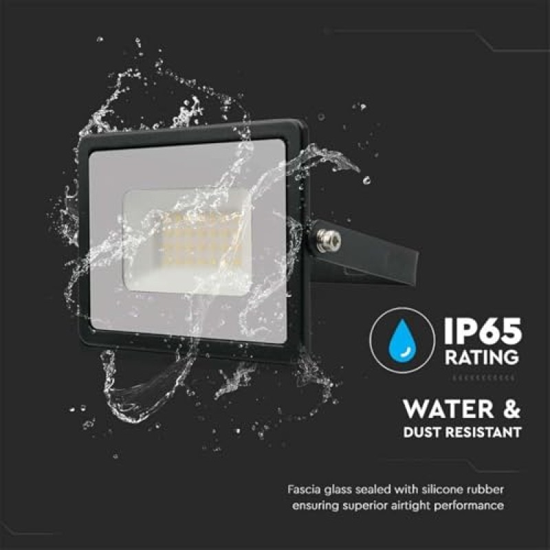 V-TAC Faro LED da Esterno 30W Nero - [Chip Samsung - Alte Perfomance, Bassi Consumi] - 2510 Lumen - IP65 - Proiettore Faretto LED Nero per Casa, Giardino, Garage - Impermeabile - Luce Naturale 4000K