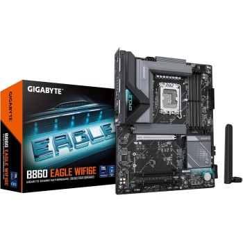 GIGABYTE B860 EAGLE WIFI6E Scheda madre - CPU Intel Core Ultra, VRM a 12+1+2+1 fasi, fino a 9066MHz DDR5, 1xPCIe 5.0 + 2xPCIe 4.0 M.2, LAN 2,5 GbE, WIFI 6E, USB 3.2 Gen 2x2