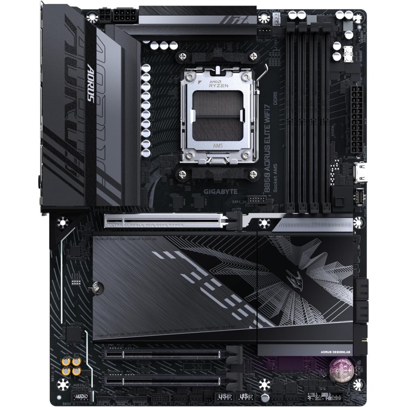 GIGABYTE B850 AORUS ELITE WIFI7 Scheda Madre - CPU AMD Ryzen Serie 9000, VRM digitale 14+2+2 fasi, fino a 8200MHz DDR5 (OC), 1xPCIe 5.0 + 2xPCIe 4.0 M.2, LAN 2,5, WIFI 7, USB 3.2 Gen 2x2 GIGABYTE B850 AORUS ELITE WIFI7 Scheda Madre - CPU AMD Ryzen Serie 9000, VRM digitale 14+2+2 fasi, fino a 8200MHz DDR5 (OC), 1xPCIe 5.0 + 2xPCIe 4.0 M.2, LAN 2,5, WIFI 7, USB 3.2 Gen 2x2