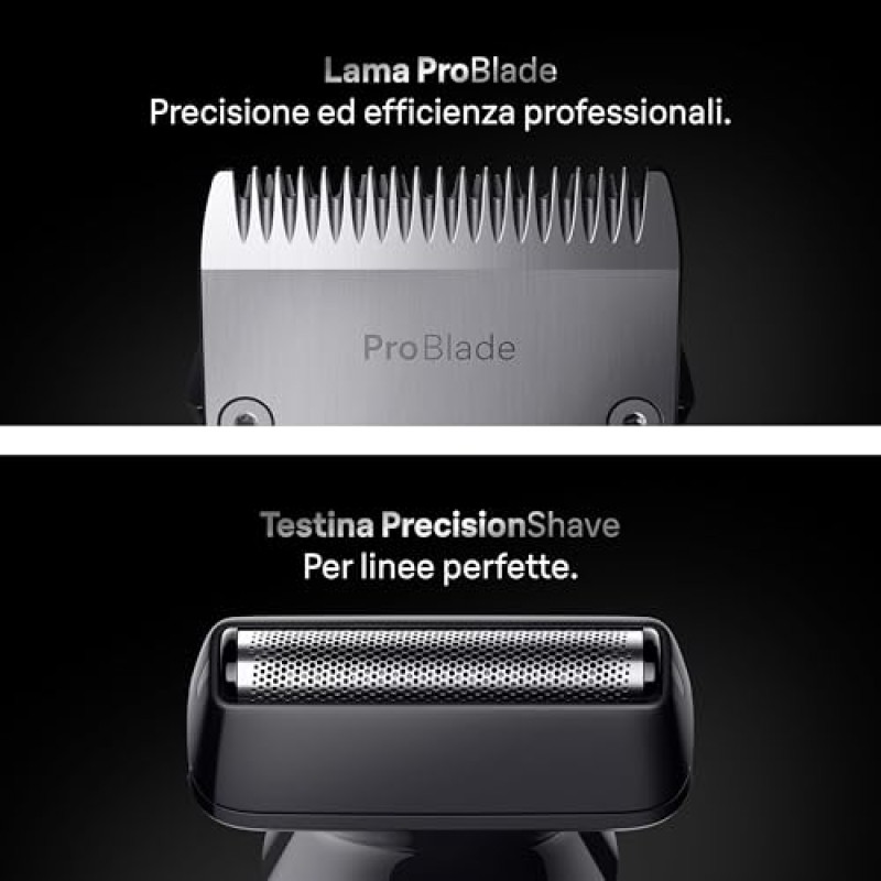 Braun Rifinitore All-In-One Series 7 AIO7565, Rasoio Elettrico Barba E Capelli 13In1 Con Lama ProBlade E Tecnologia AutoSense, 120 Min. Di Autonomia, Pettini Aree Sensibili E Sfumatura, Wet&Dry, Blu
