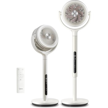 Midea MCF25GRW Ventilatore a Piantana Silenzioso 21db, 135°+120° Omnidirezionale Oscillazione, Motore DC & Doppia Lama, 12 Velocità & 24m Distanza, Timer 15H con Telecomando, Altezza Regolabile Midea MCF25GRW Ventilatore a Piantana Silenzioso 21db, 135°+120° Omnidirezionale Oscillazione, Motore DC & Doppia Lama, 12 Velocità & 24m Distanza, Timer 15H con Telecomando, Altezza Regolabile