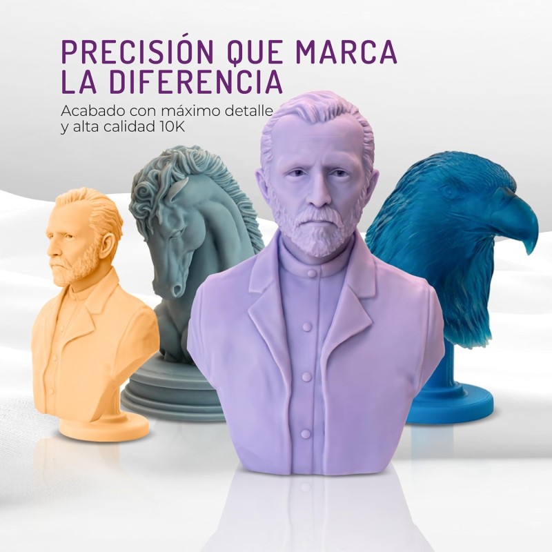 WINKLE Resina 3D 10K Bianco 1kg | Stampante 3D Resina | Resina lavabile in acqua | Stampanti DLP e LCD | Resistente agli urti | Alta precisione e basso odore | Finitura dettagliata - cristal blanco