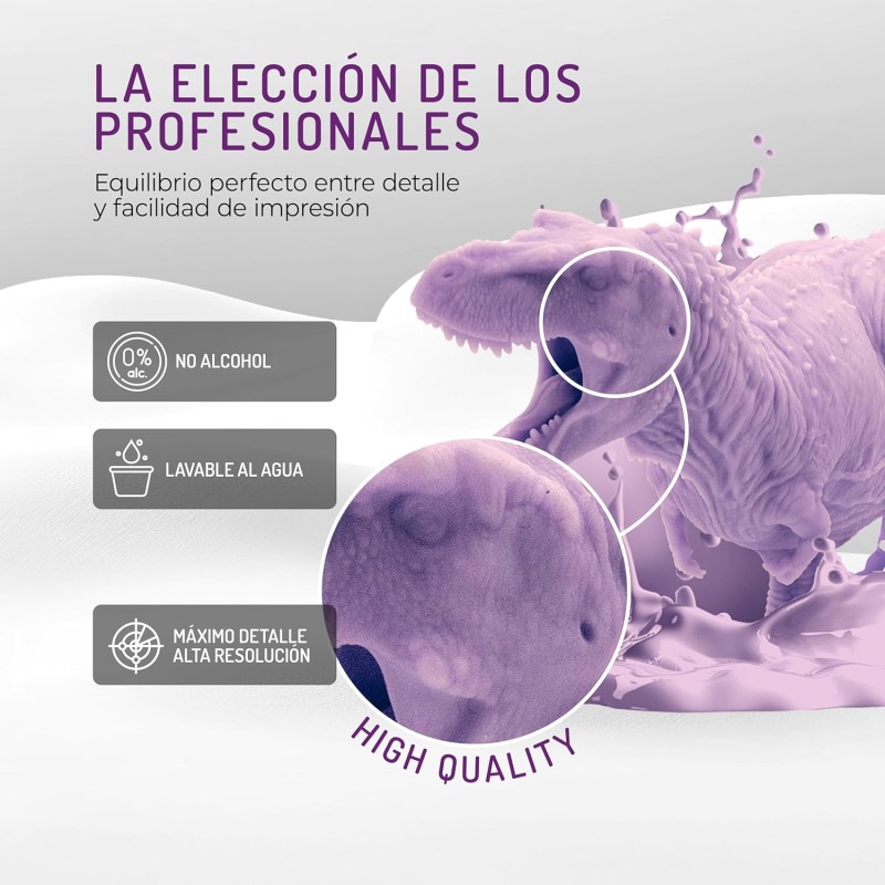 WINKLE Resina 3D 10K Bianco 1kg | Stampante 3D Resina | Resina lavabile in acqua | Stampanti DLP e LCD | Resistente agli urti | Alta precisione e basso odore | Finitura dettagliata - cristal blanco