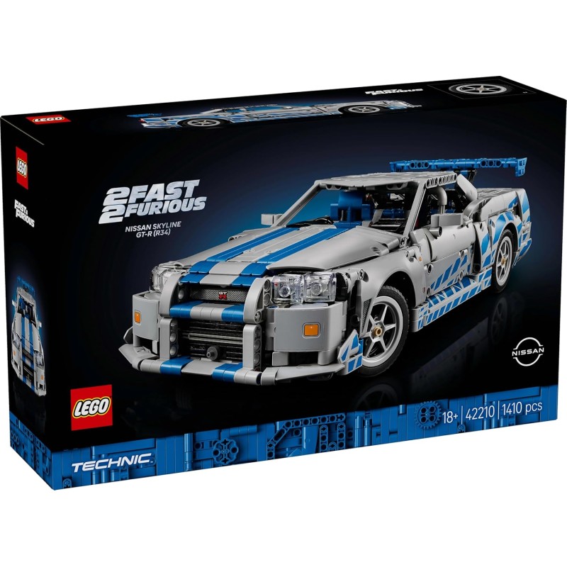 LEGO Technic Auto Nissan Skyline GT-R (R34) 2 Fast 2 Furious - Adult Building Model with Drifting, Steering, Suspension and a 6 Cylinder Engine - Collectible Gift - 42210 LEGO Technic Auto Nissan Skyline GT-R (R34) 2 Fast 2 Furious - Adult Building Model with Drifting, Steering, Suspension and a 6 Cylinder Engine - Collectible Gift - 42210