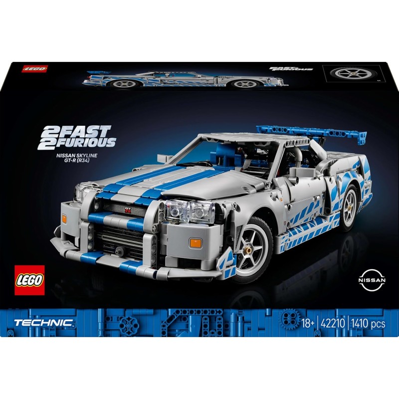 LEGO Technic Auto Nissan Skyline GT-R (R34) 2 Fast 2 Furious - Adult Building Model with Drifting, Steering, Suspension and a 6 Cylinder Engine - Collectible Gift - 42210 LEGO Technic Auto Nissan Skyline GT-R (R34) 2 Fast 2 Furious - Adult Building Model with Drifting, Steering, Suspension and a 6 Cylinder Engine - Collectible Gift - 42210