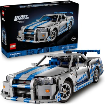 LEGO Technic Auto Nissan Skyline GT-R (R34) 2 Fast 2 Furious - Adult Building Model with Drifting, Steering, Suspension and a 6 Cylinder Engine - Collectible Gift - 42210