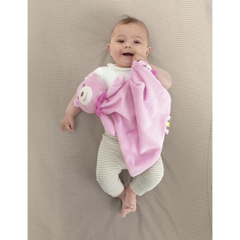 Chicco Gioco Maxi Doudou, Peluche in Morbido Velluto A Forma di Orsetto, con Musica Classica e New Age, Doudou Neonato, Lavabile in Lavatrice, Morbido da Coccolare, Da 0+ Mesi, Rosa, Regalo Neonato