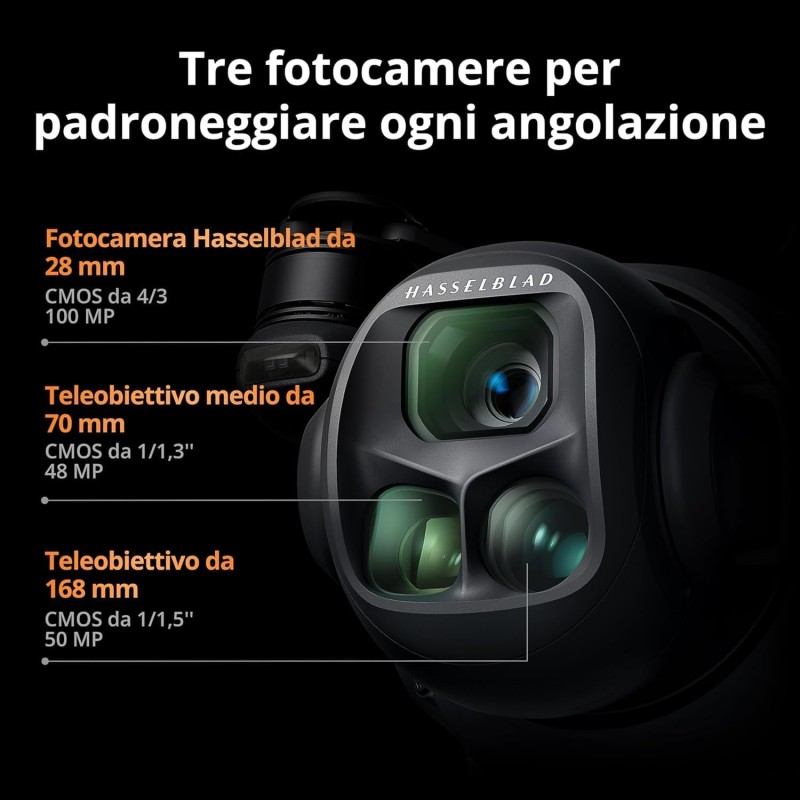 DJI Mavic 4 Pro Combo Fly More con DJI RC 2, drone con tripla fotocamera dotato di 100 MP fotocamera Hasselblad con CMOS 4/3, trasmissione video a 30 km, volo fino a 51 minuti, hub di ricarica e altro