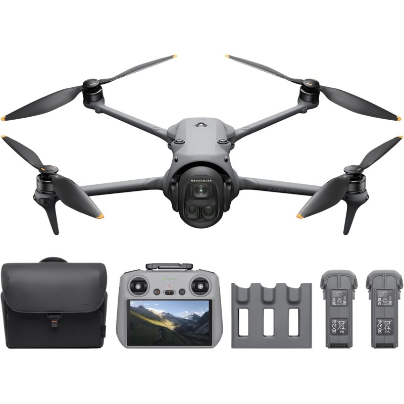 DJI Mavic 4 Pro Combo Fly More con DJI RC 2, drone con tripla fotocamera dotato di 100 MP fotocamera Hasselblad con CMOS 4/3, trasmissione video a 30 km, volo fino a 51 minuti, hub di ricarica e altro