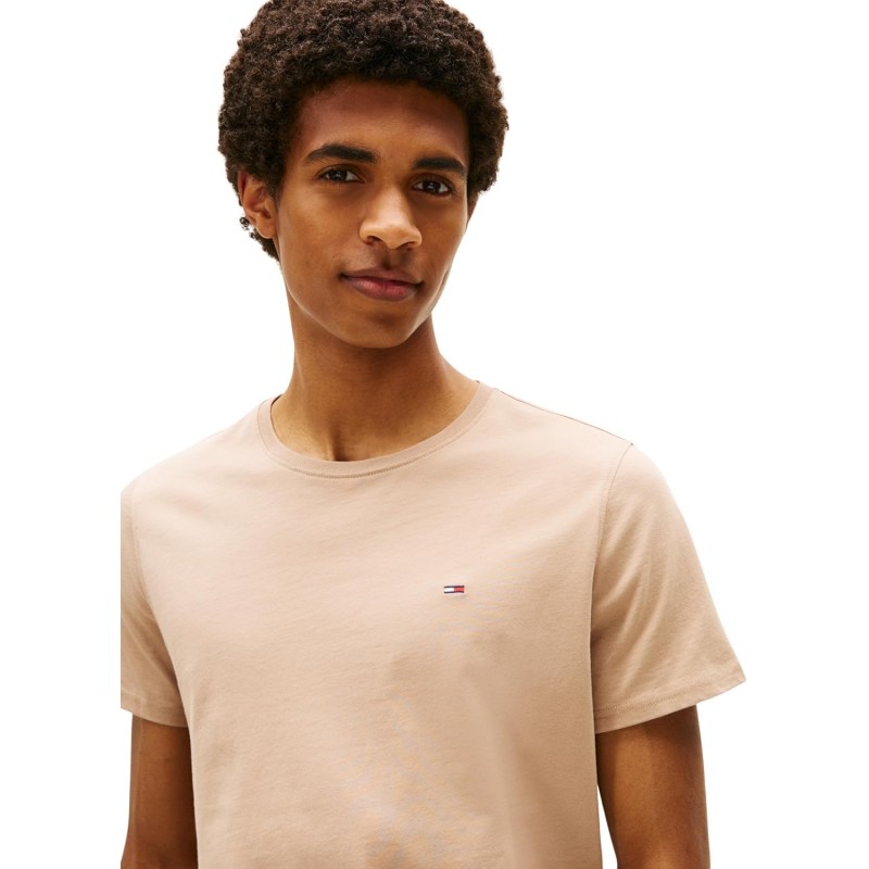 Tommy Jeans Uomo T-Shirt Maniche Corte Tjm Original Slim - L Beige (Coastal Taupe)