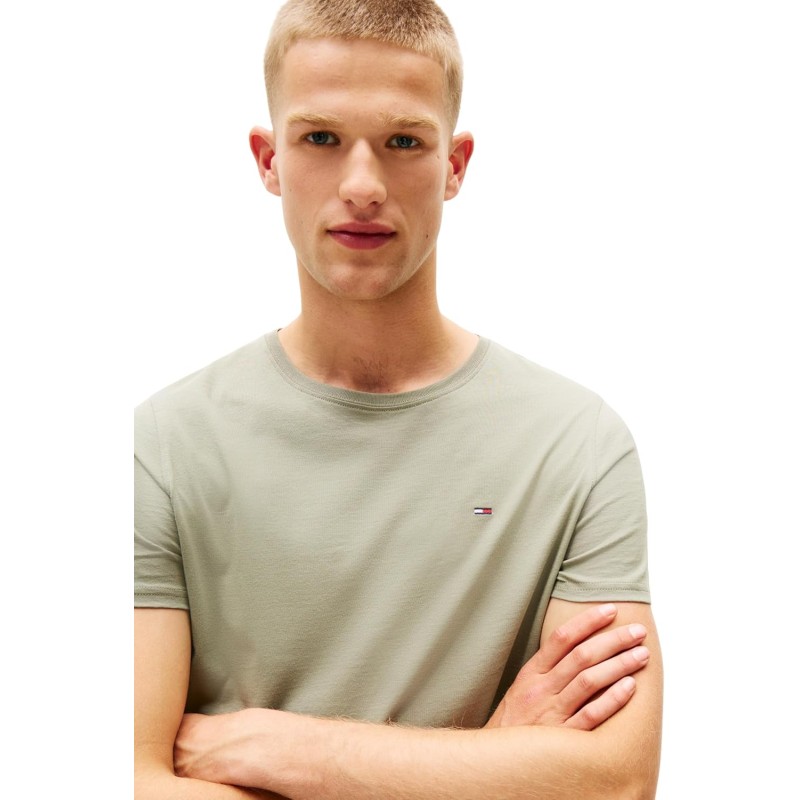 Tommy Jeans Uomo T-Shirt Maniche Corte Tjm Original Slim - 3XL Plus Green (Utility Sage)